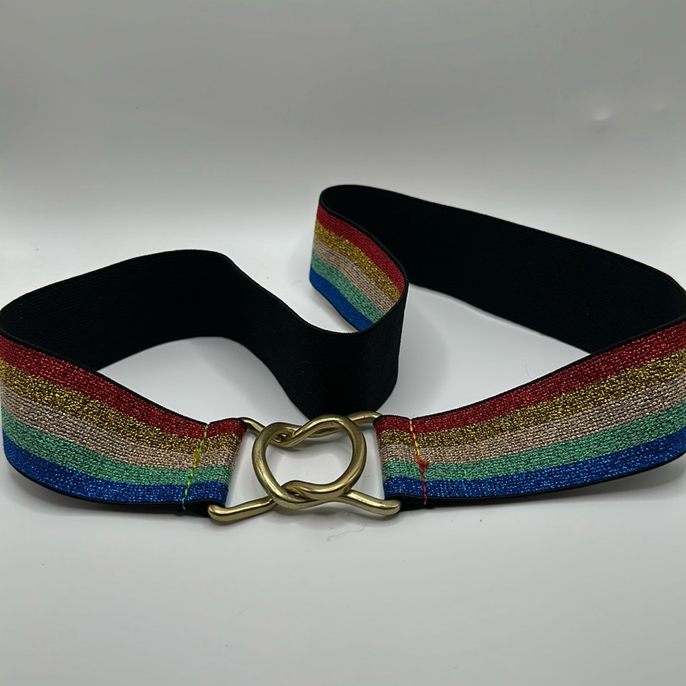 Rainbow stretchy elastic fashion belt size small